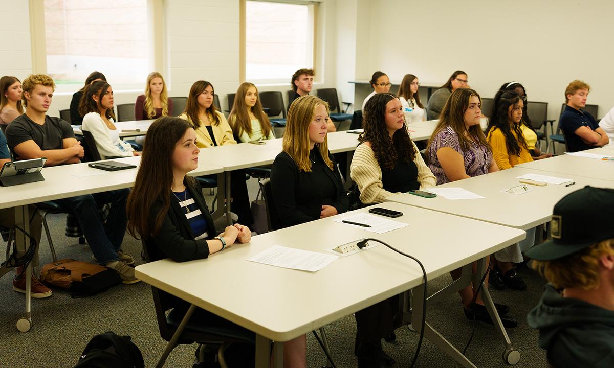 Students sitting in a room